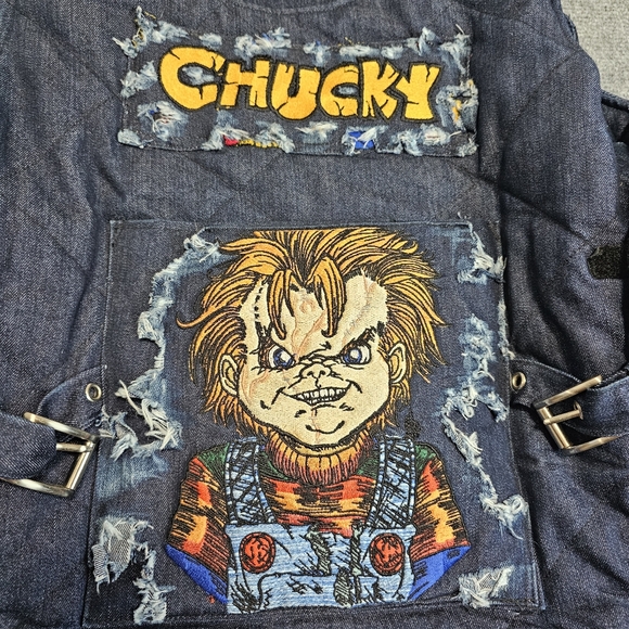3XL LARGE DOG CHUCKY Horror Movie Quilted Vest Buckle Halloween Embroidered WOW - Picture 3 of 15